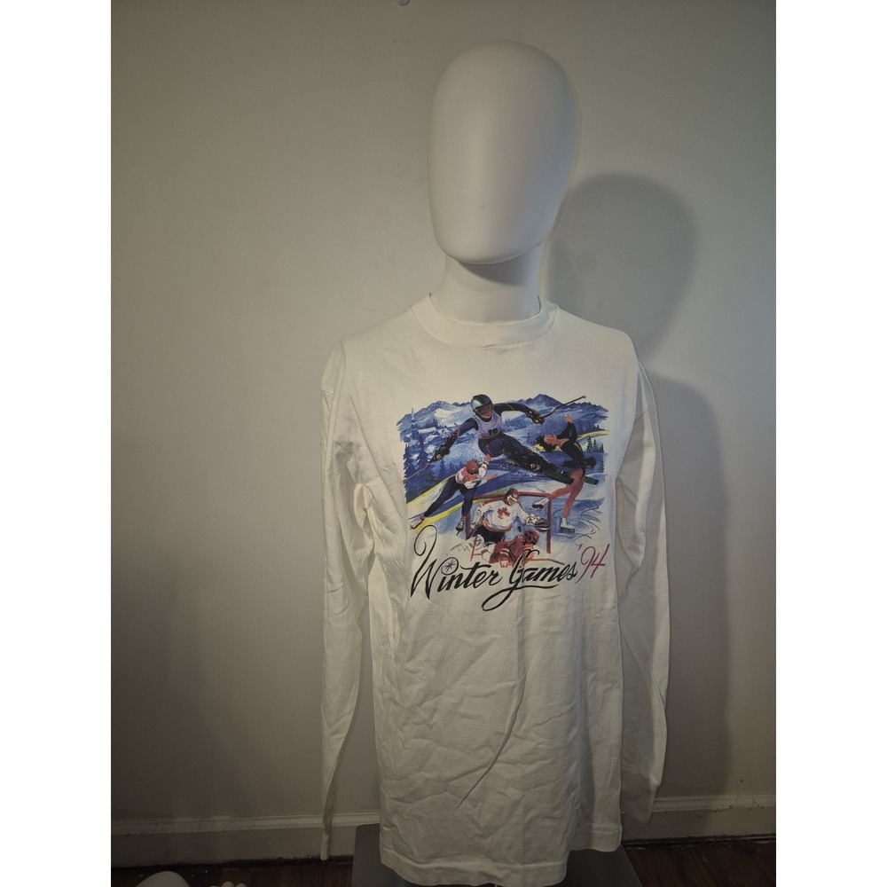 1994 Winter  Games Olympics Long Sleeve T-shirt Large Skiing (B)